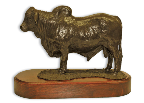 Large Cold Cast Bronze Bull On Stand